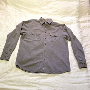 Eddie Bauer Men's Large Button Up Flannel Shirt Gray Solid Long Sleeve Size Lg